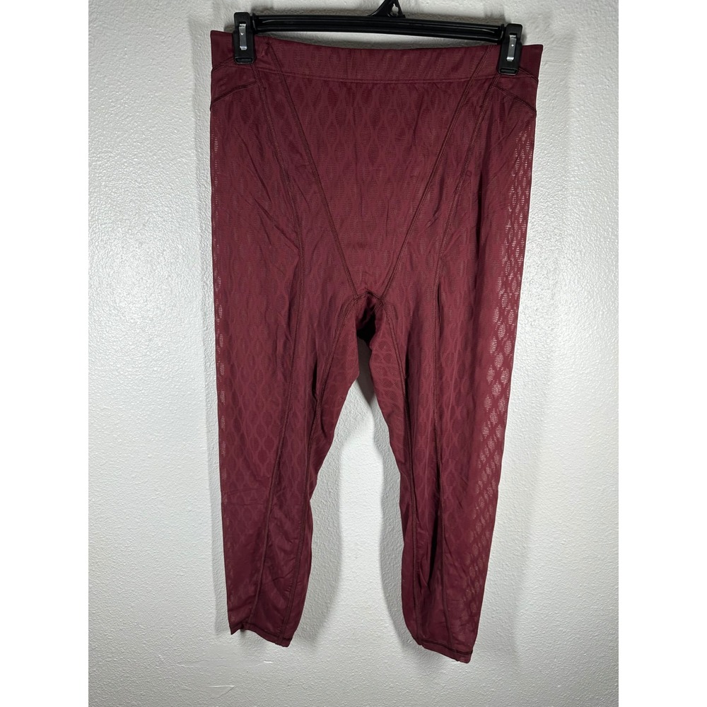 Savage X Fenty Leggings Womens‎ 2X Burgundy Wine Mesh Jacquard High Waist 6952